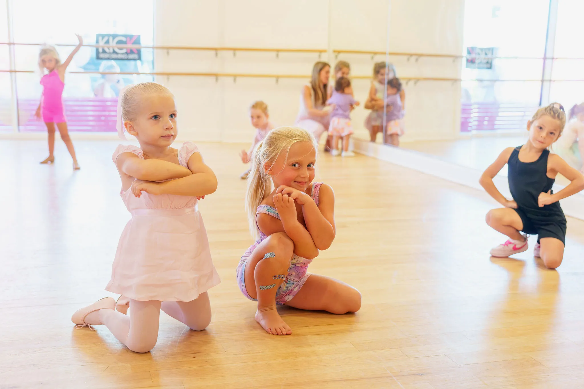 Preschool dancers in a ballet class at KICK